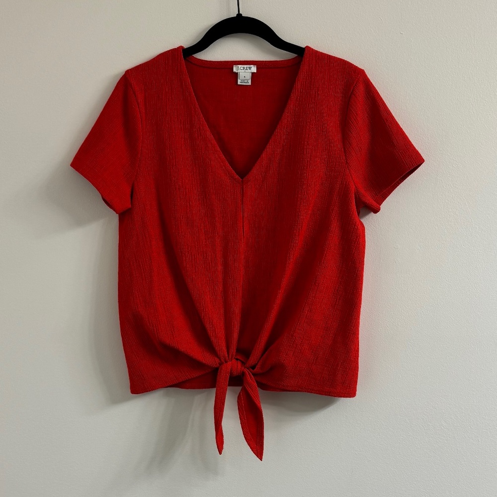 JCrew Red V-neck Shirt